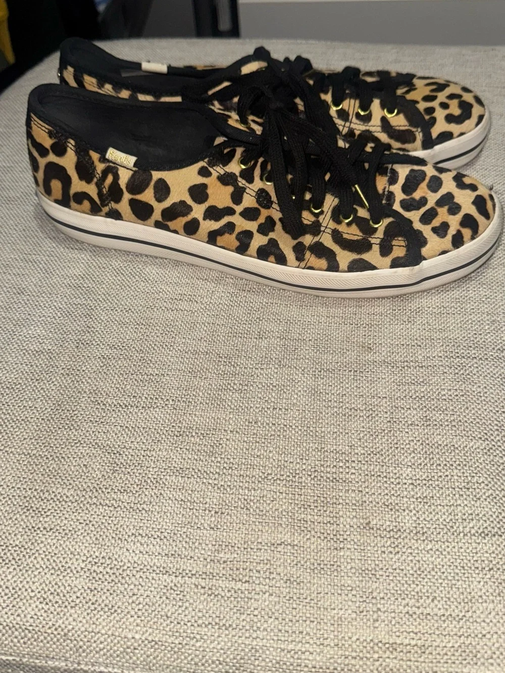 kate spade x Keds Leopard Print Lace-Up Sneakers in tan and black - Picture 2 of 5